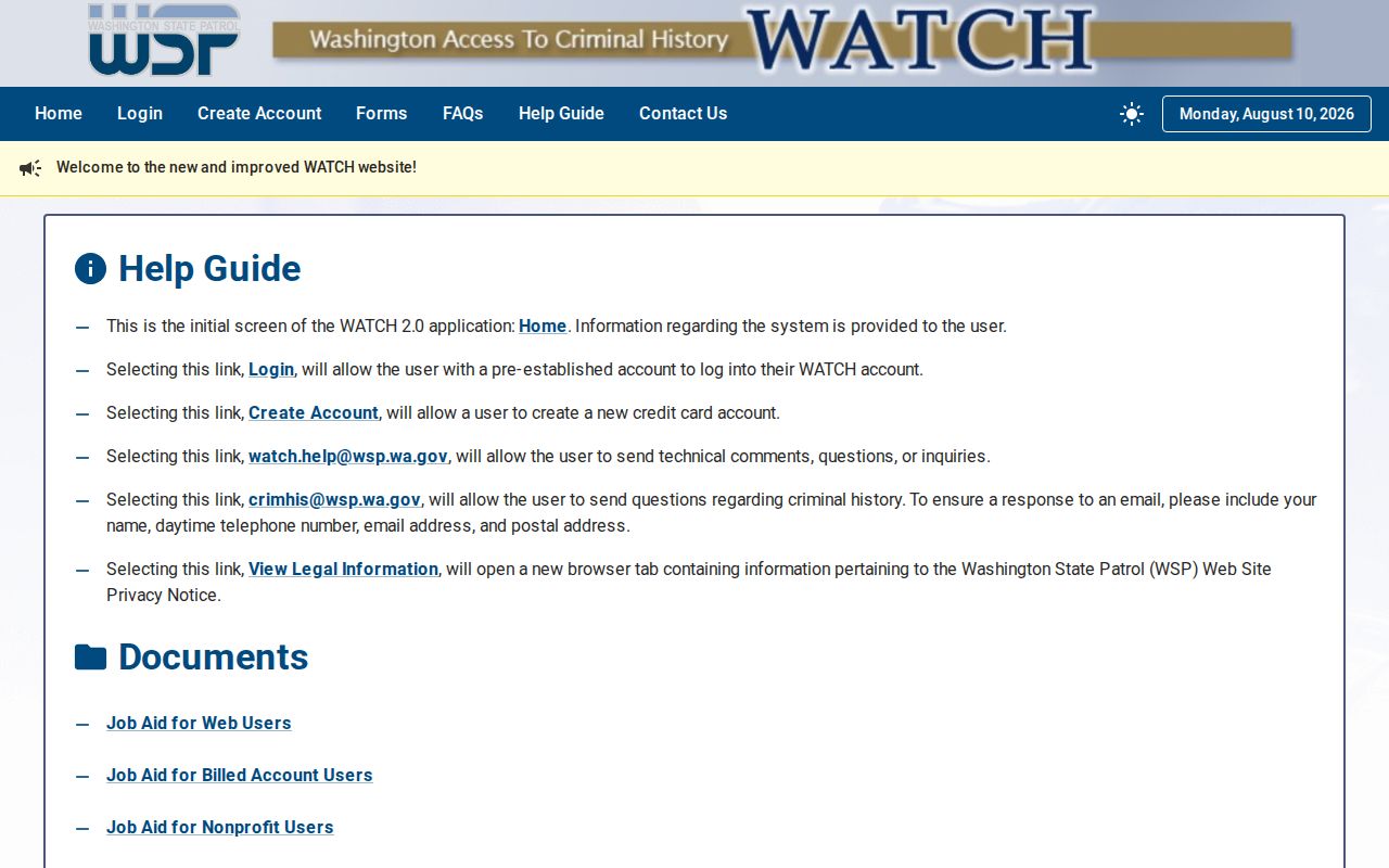 Ferry County arrest search through WATCH help guide