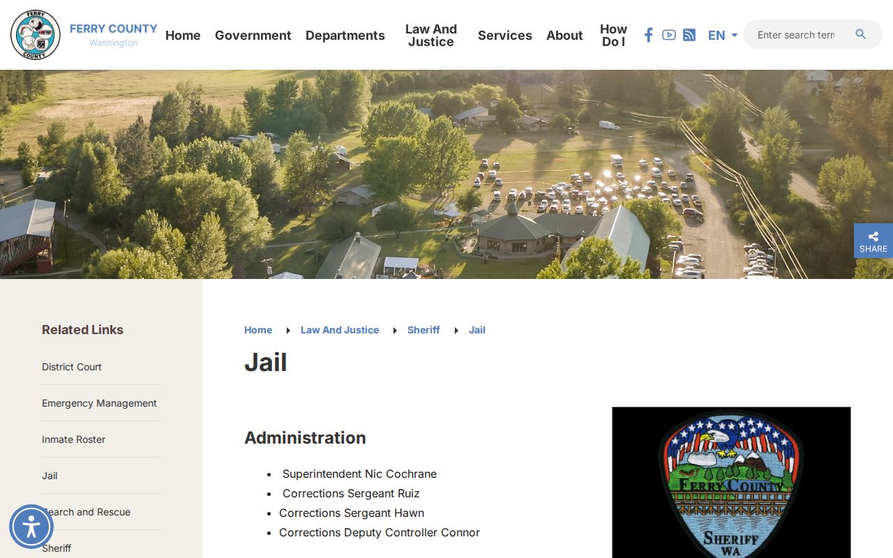 Ferry County arrest records and jail contact page