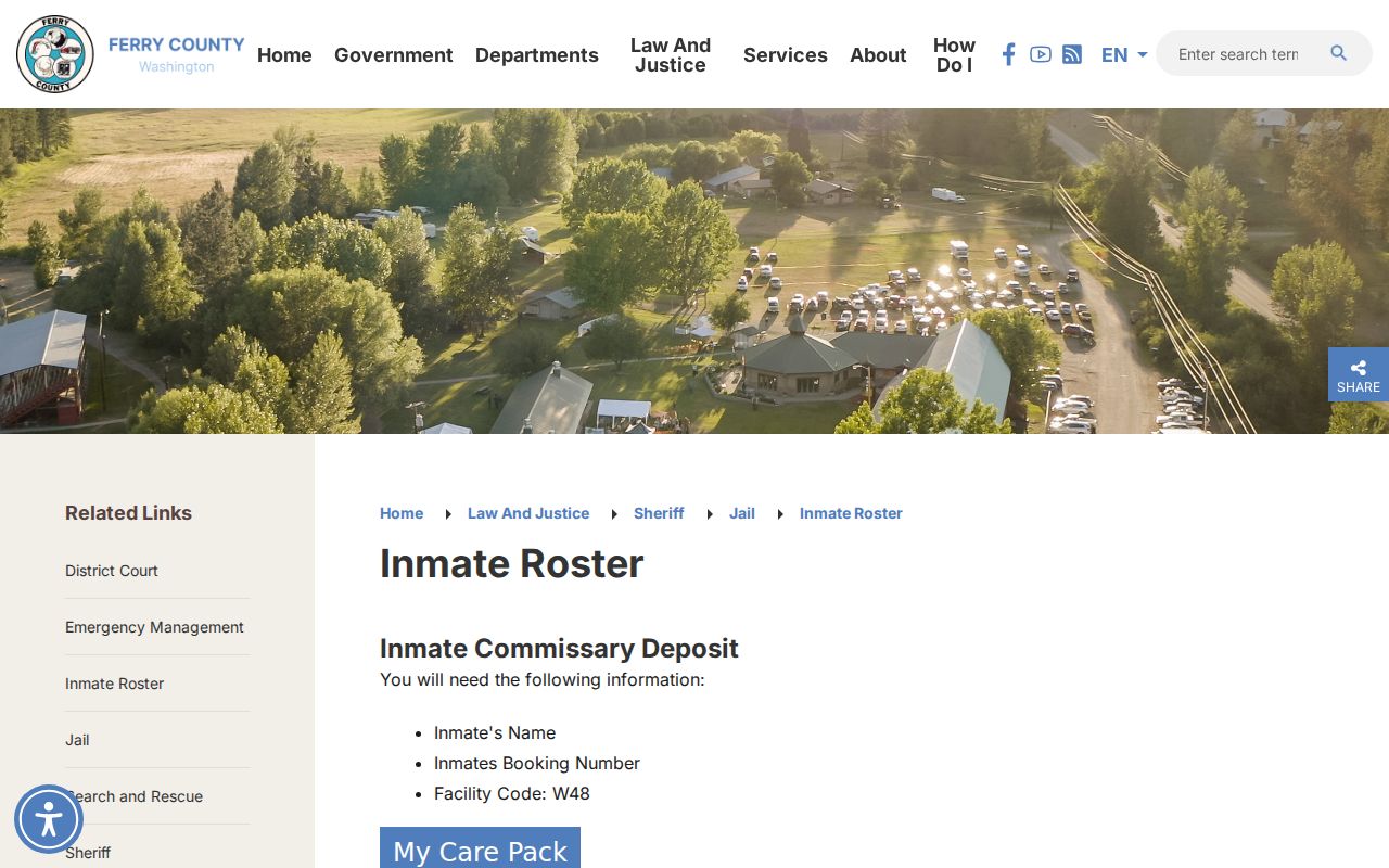 Ferry County arrest booking log and jail roster archive