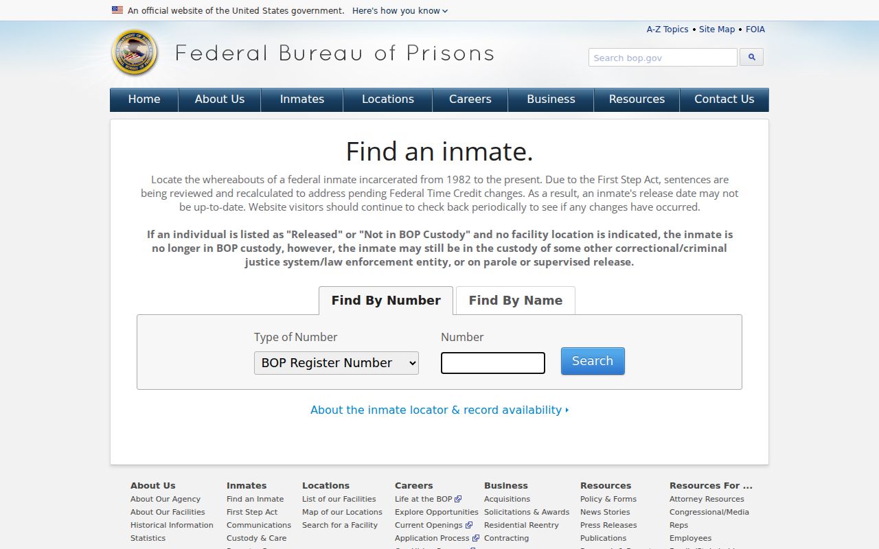 Ferry County arrest custody search through federal prison locator