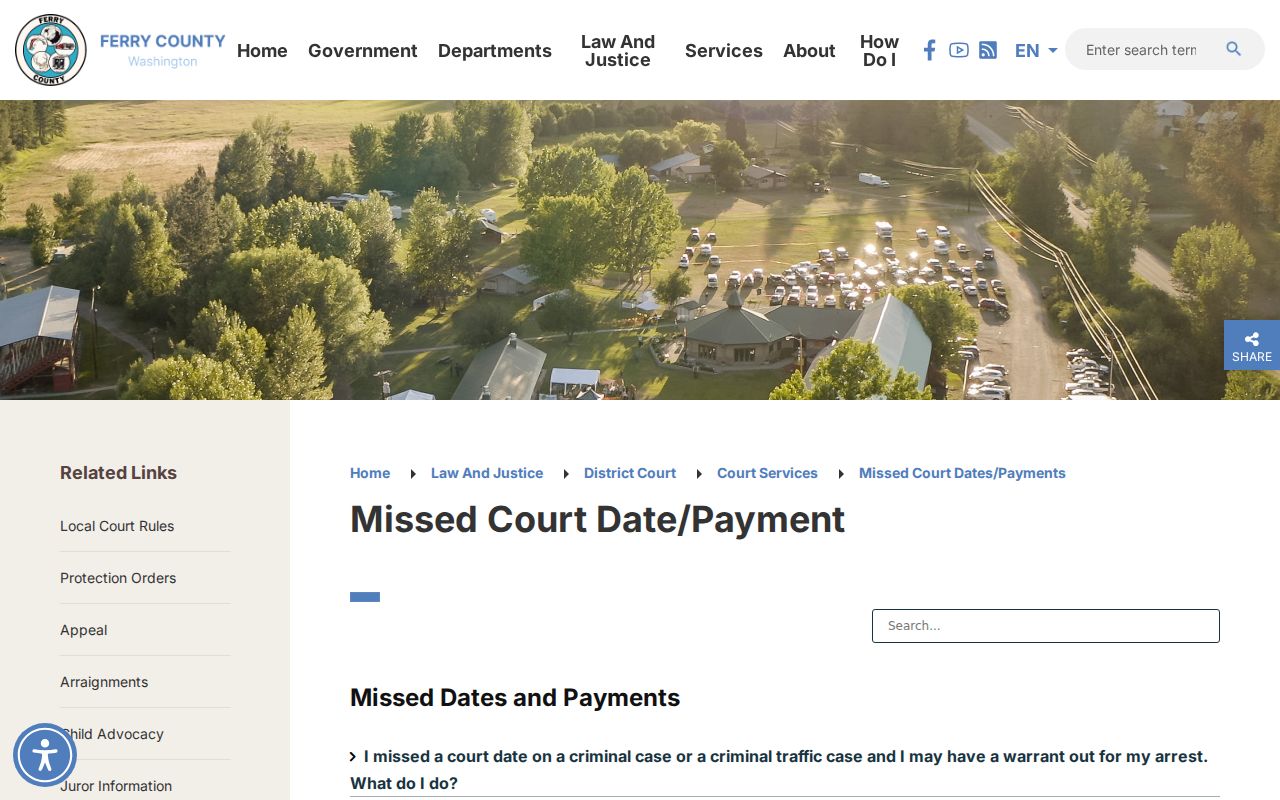 Ferry County criminal court missed date instructions