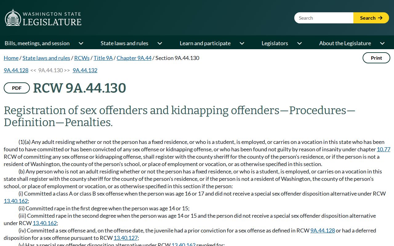 Washington registration duties for Ferry County sex offender records