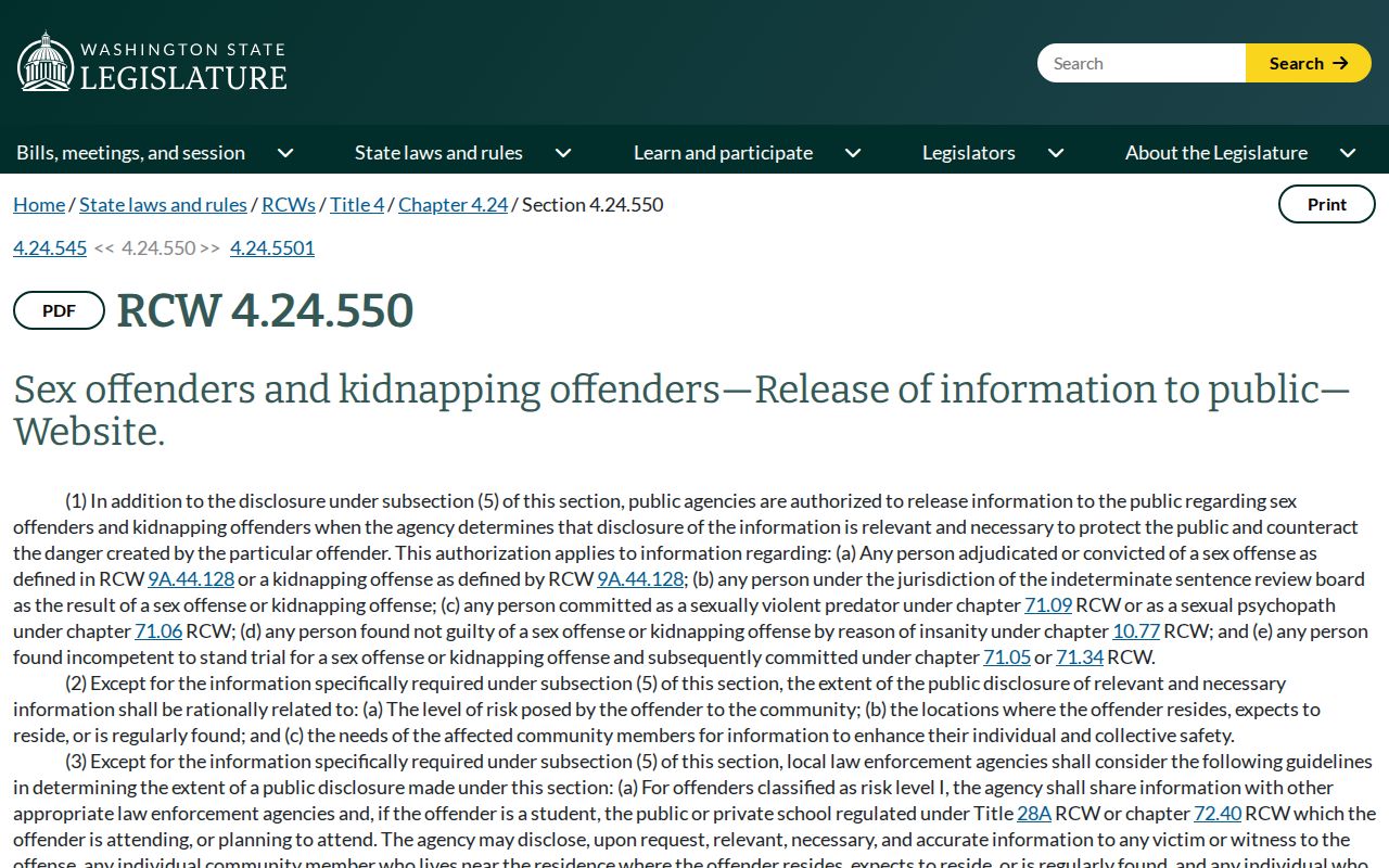 Ferry County sex offender community notification law