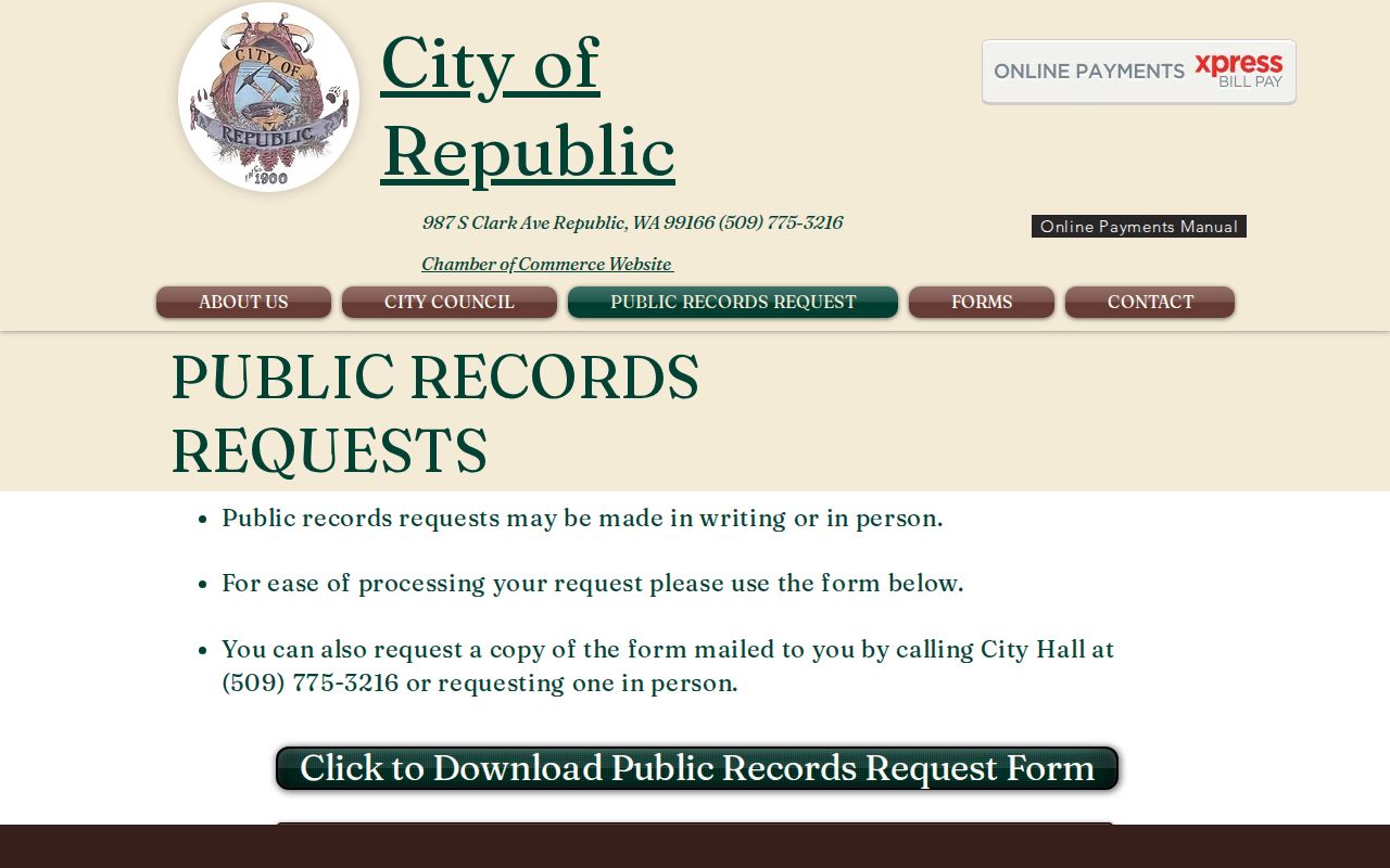 Republic criminal records public request page