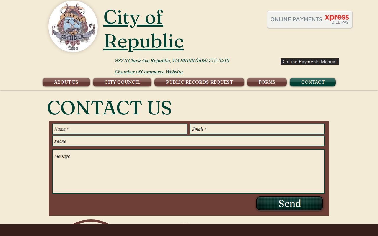 Republic criminal record contact routing to Ferry County Sheriff